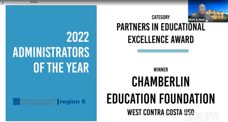 Chamberlin Education Foundation receives 2022 Partners in Education Excellence Award