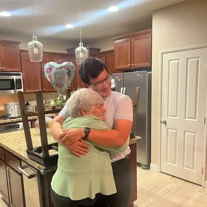 Jesús Galindo Hugs His Abuela