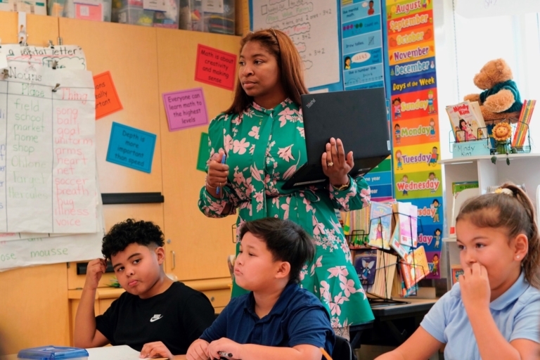 Ohlone Elementary Principal Delisia Davis With Laptop